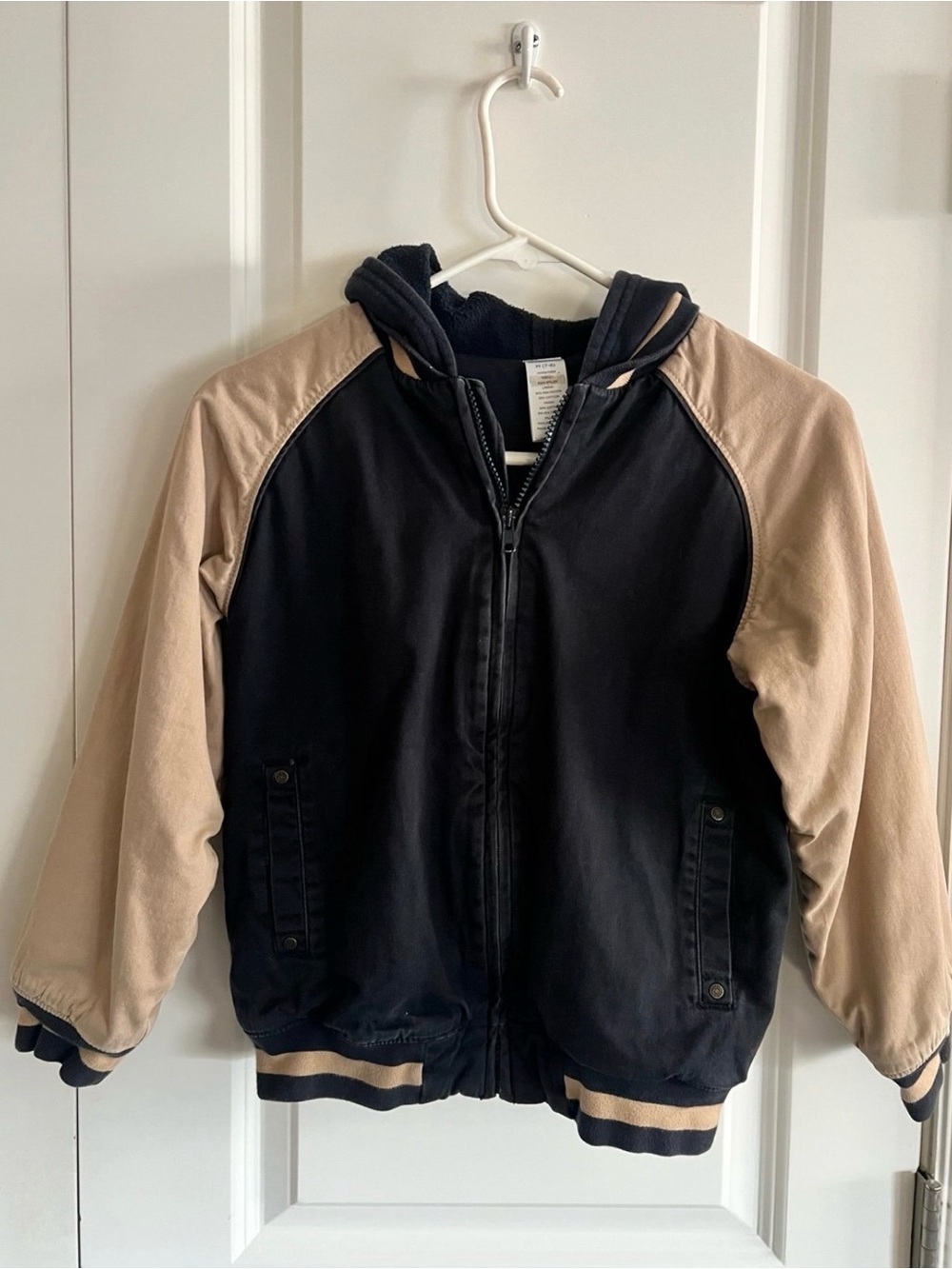 Gymboree Black and Tan Hooded Bomber Jacket Medium